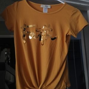 Dream Girl DG yellow shirt with Faith in gold color.